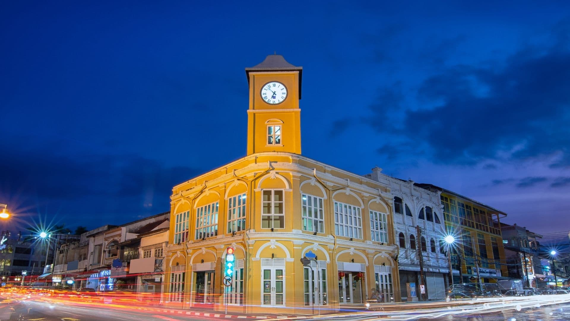 Phuket Old Town temple at night